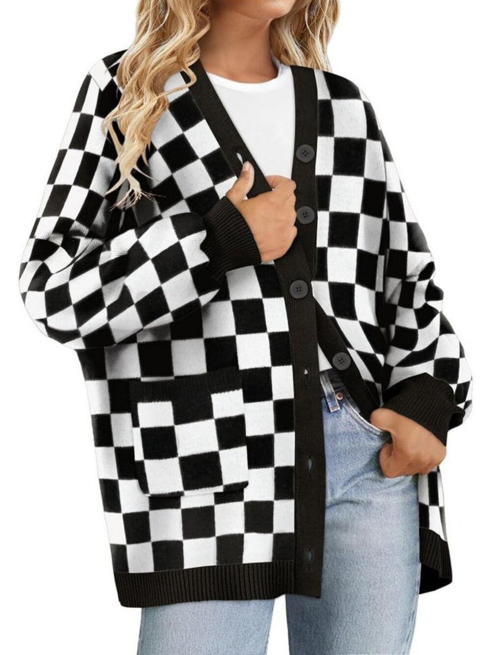 Plus Size Open Front Cardigan Sweater Coat, Long Sleeve Oversized Winter Top